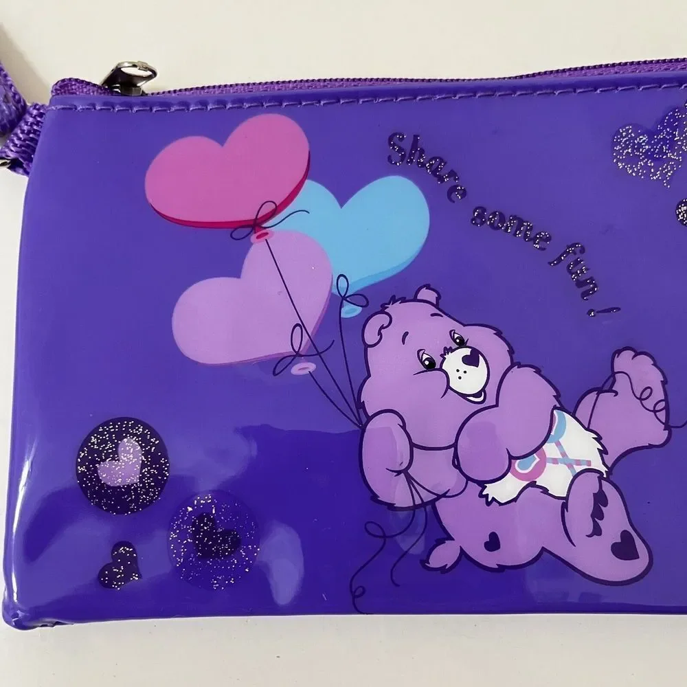 VTG Care Bears Starpoint 2004 Purple Share Bear Wristlet Wallet Coin Purse Pouch